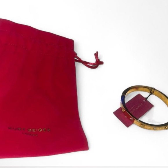 Kurt Geiger Black Enamel and Gold-Tone Bangle Bracelet - Picture 4 of 6